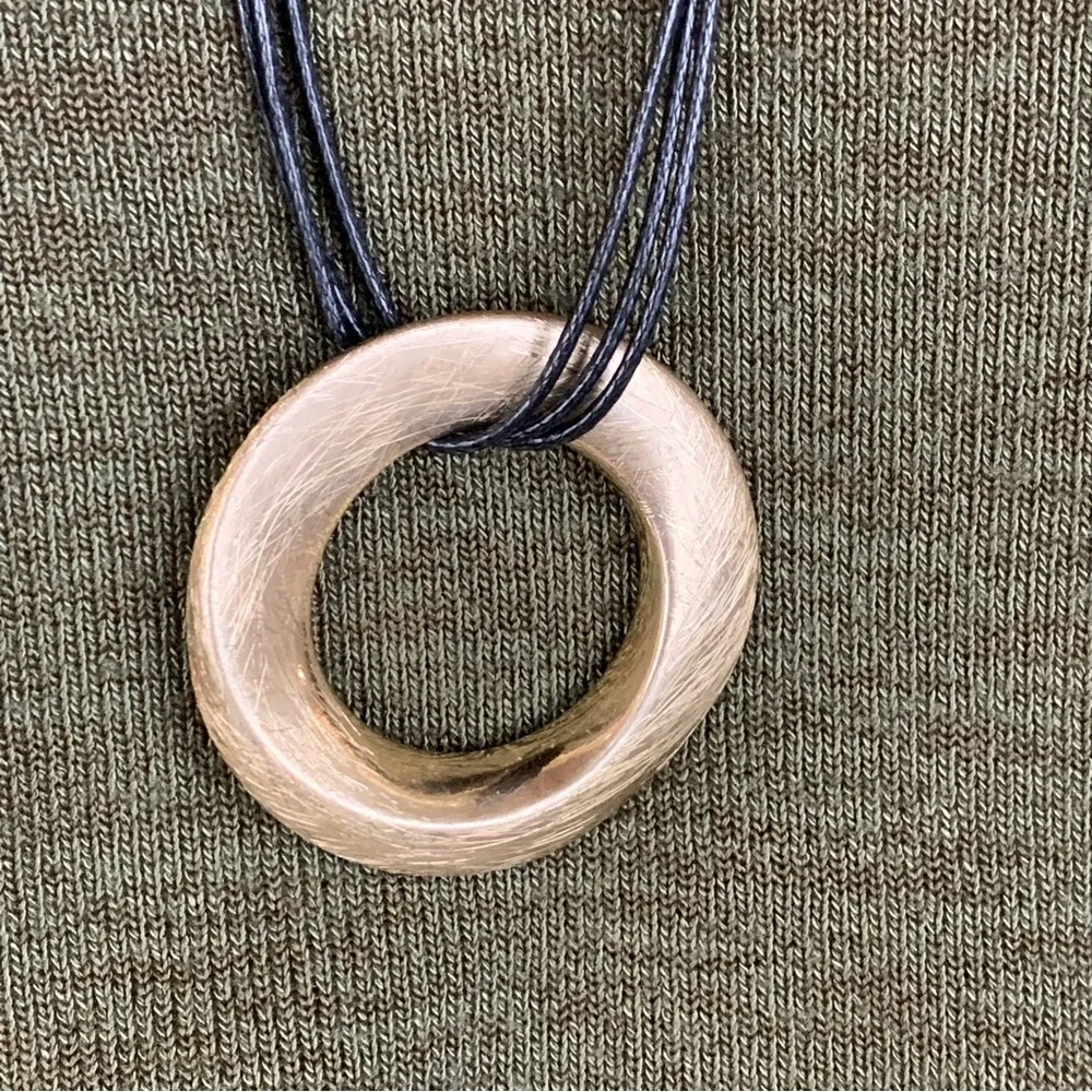 Brushed Gold Ring Circle Of Life Multi Cord Necklace Neutral Minimalist